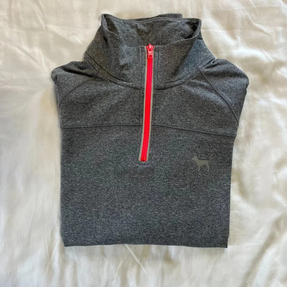 Pink | Victoria's Secret Gray w Hot Pink Detailing 1/4 Zip Longsleeve | Size S - Picture 10 of 10